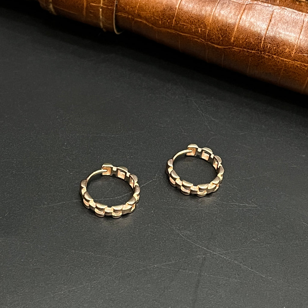 Silver Ladies Earring Crescent Bead Hoops Rose Gold 925