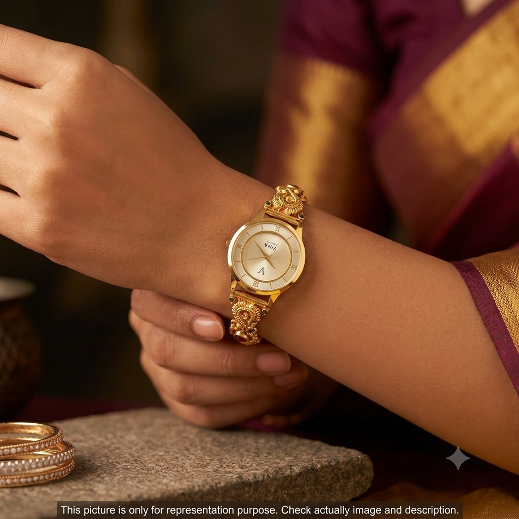 Silver Ladies Watch Antique Lakshmi Ruby Stone Gold Finish925
