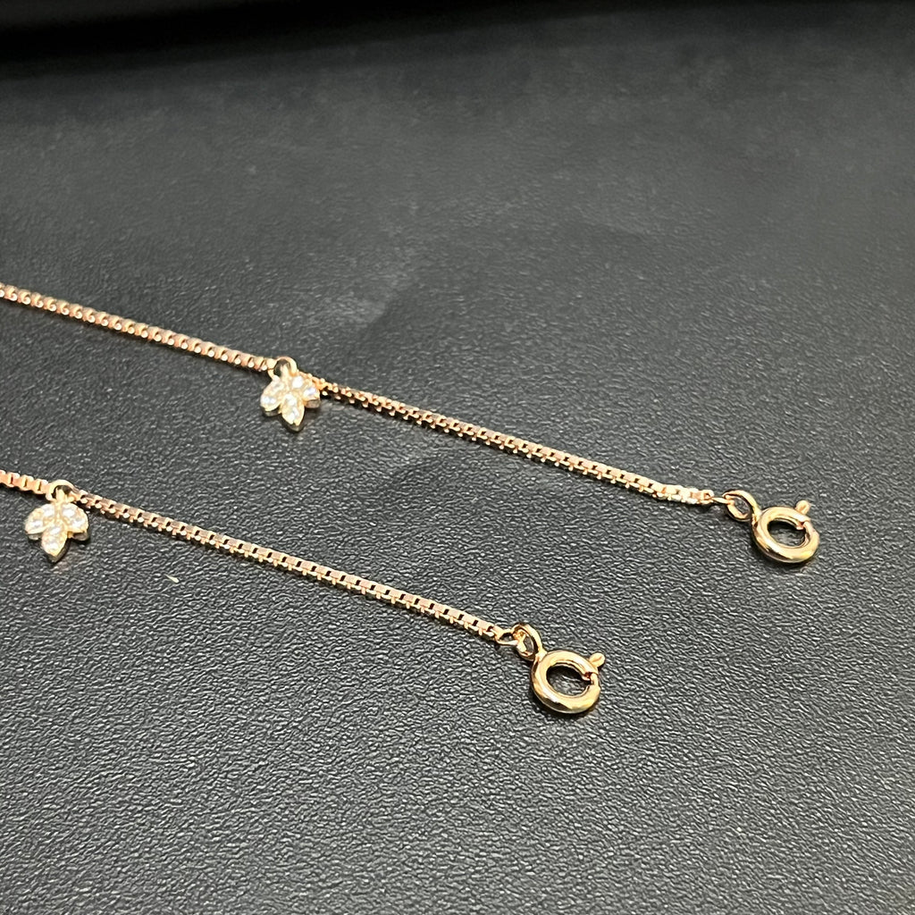 Silver Ladies Anklet Blue Blossom Sparkle Rose Gold 925