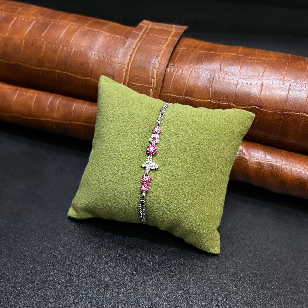 Silver Ladies Bracelet Flower Bloossom Two Link 925