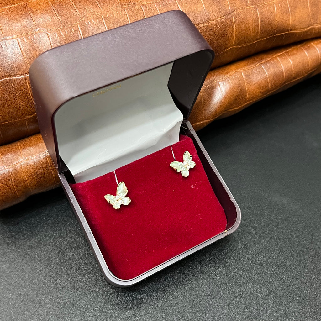 Silver Ladies Stud Butterfly Blue RG 925