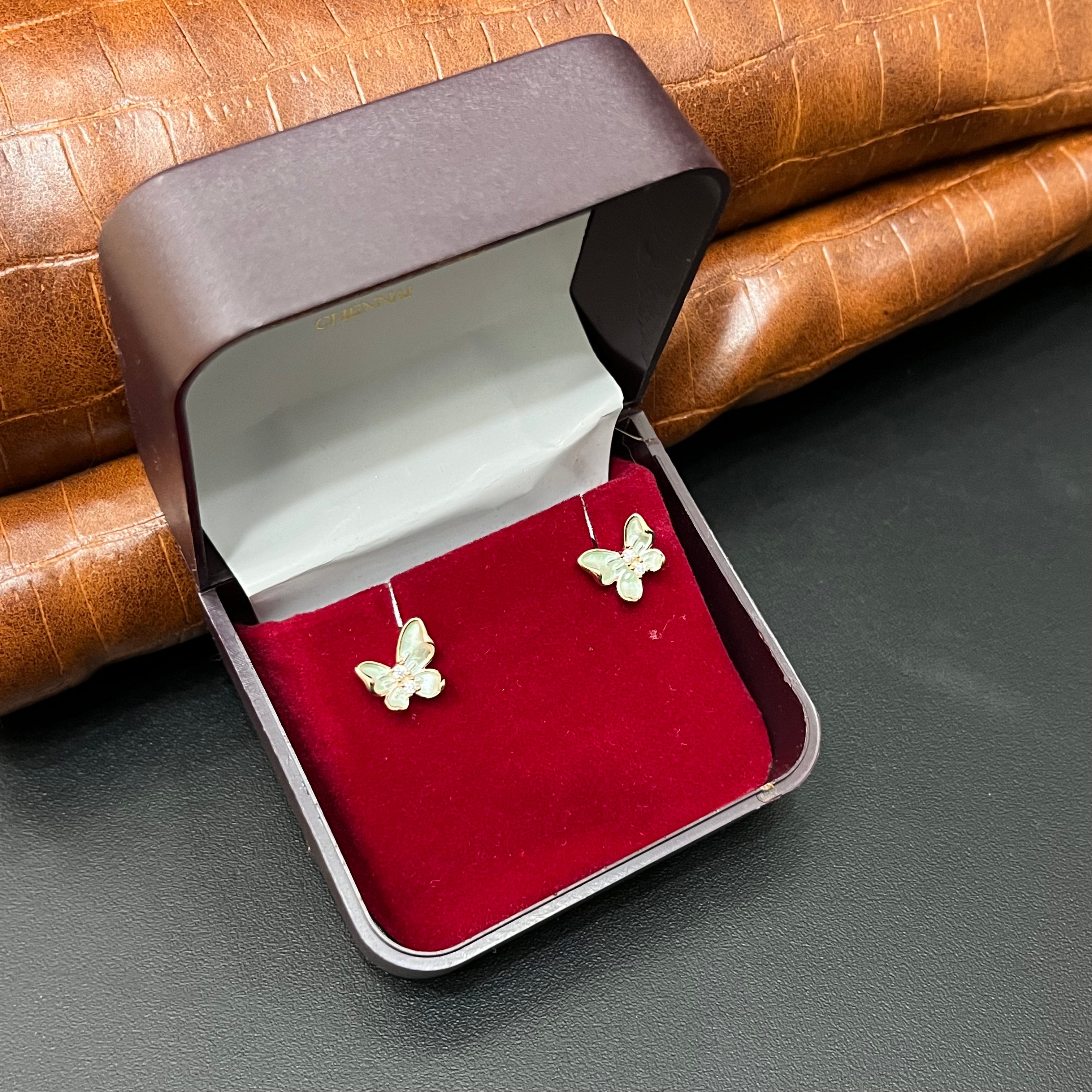 Silver Ladies Stud Butterfly Blue RG 925