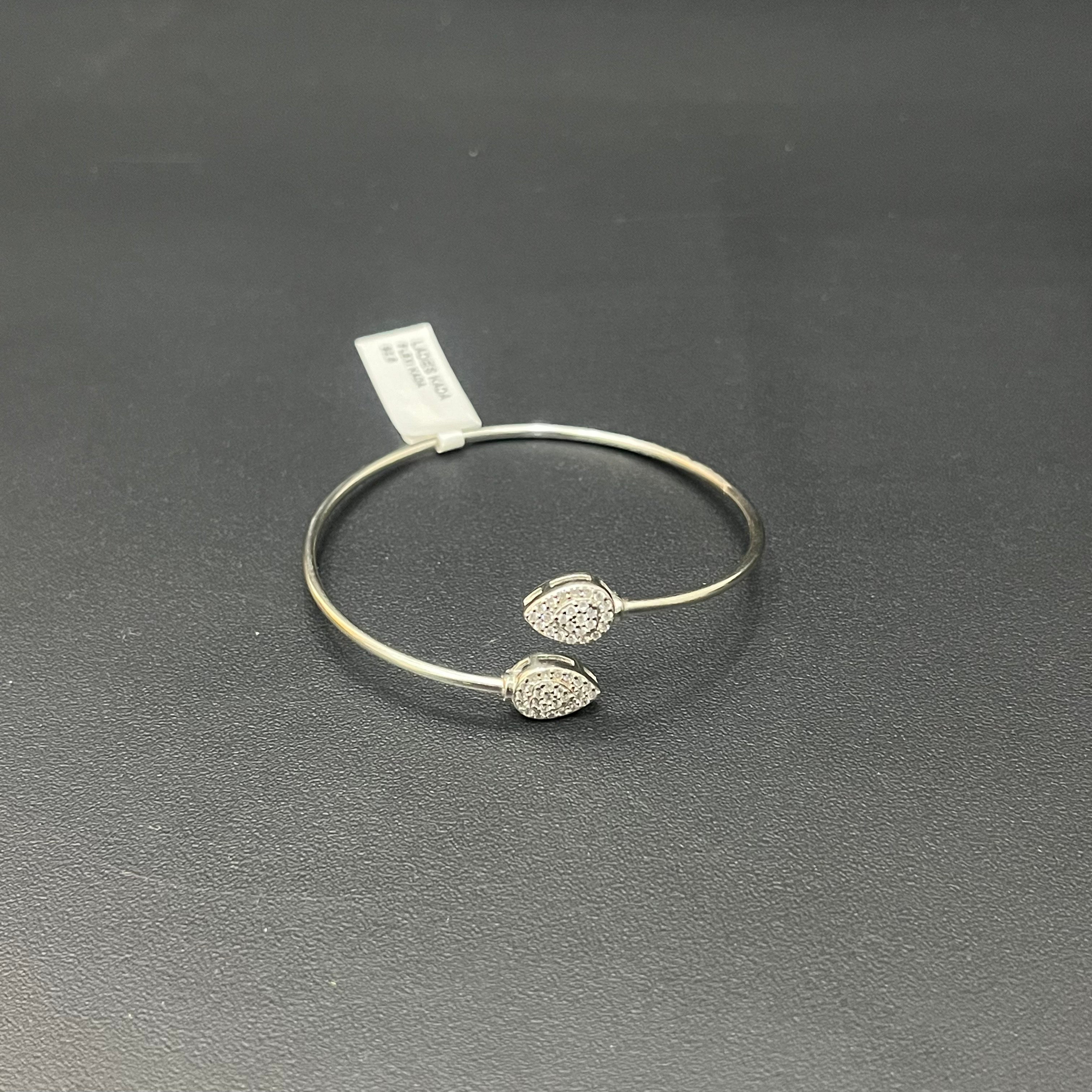 Silver Ladies Flexi Kada Narrow CZ