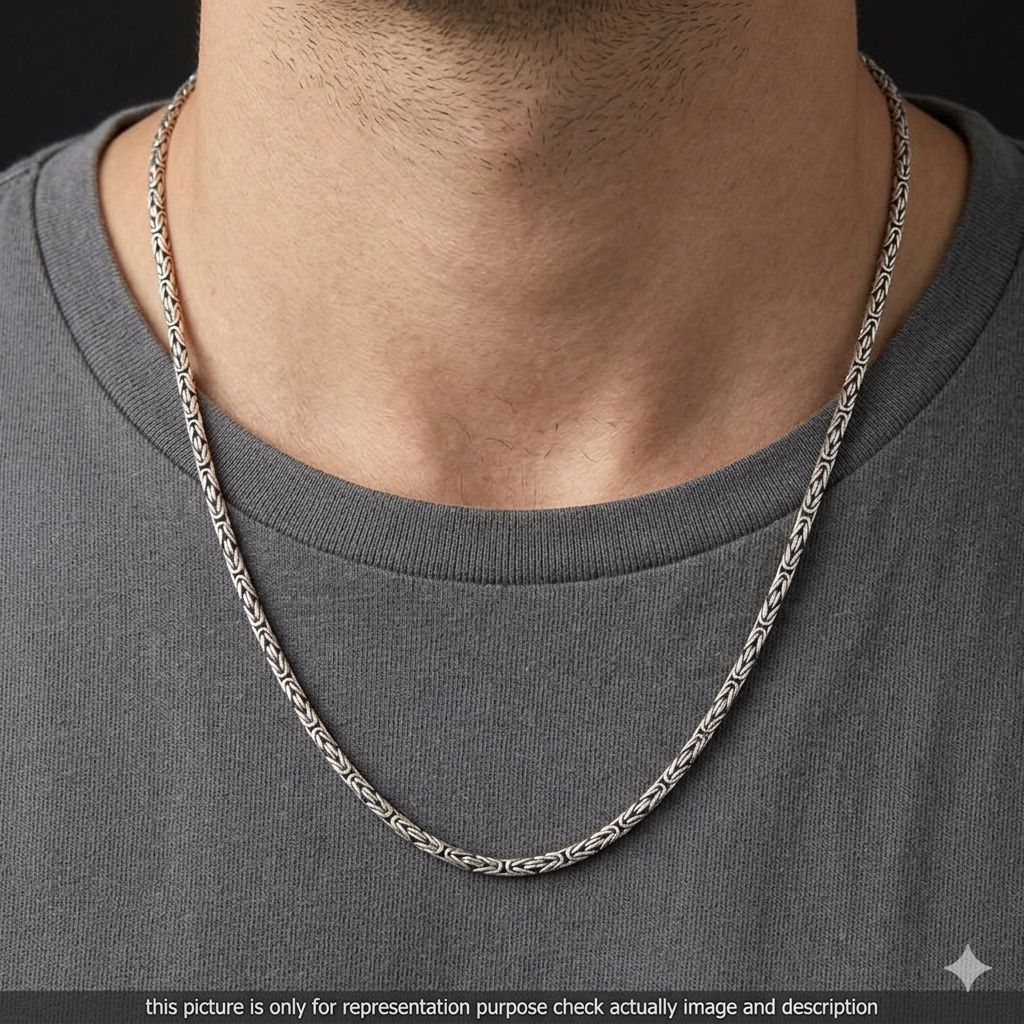 Silver Men's Mini Oxidized Chain