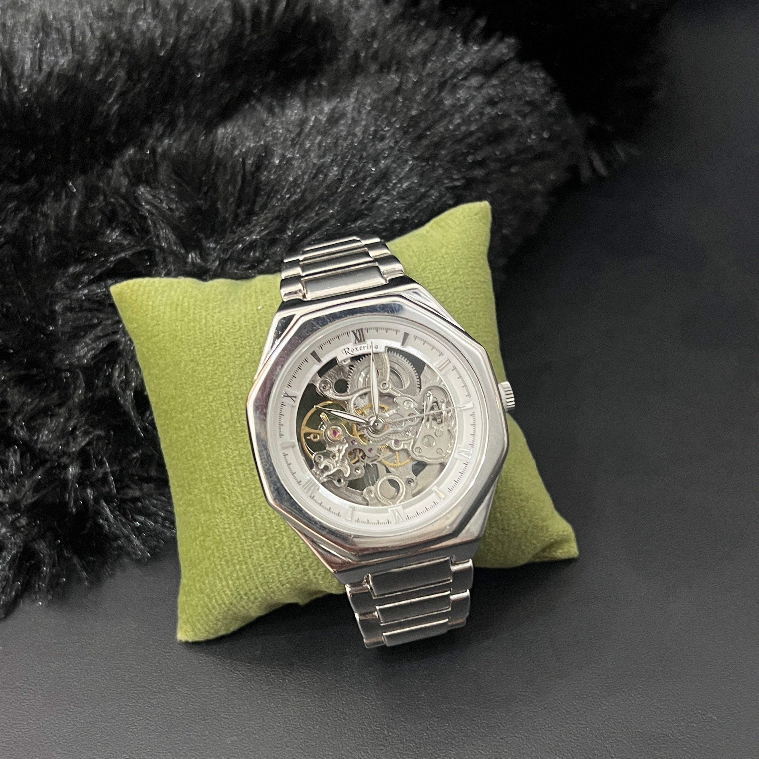 Silver Mens Watch Imperial Open Heart Timepiece 925