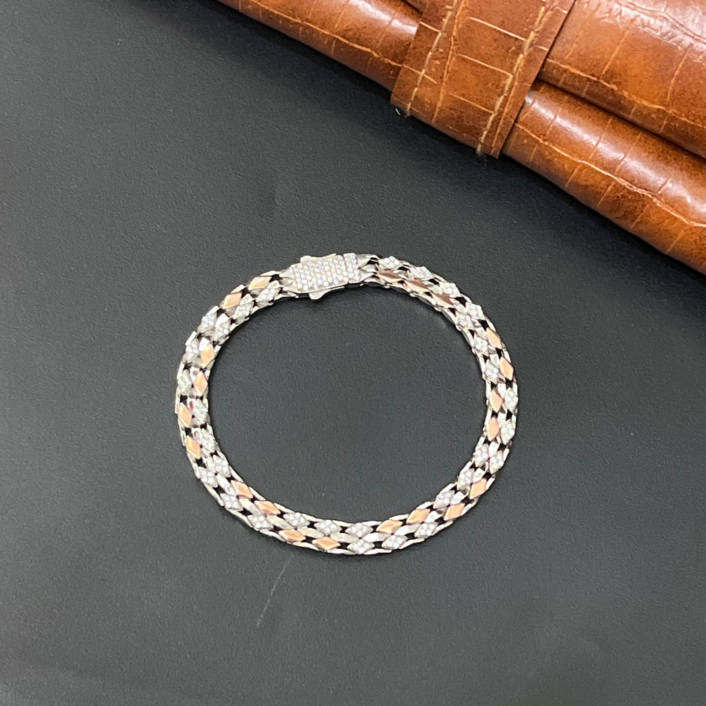 Silver Mens Bracelet Kathli Broad Dual Tone 2 925