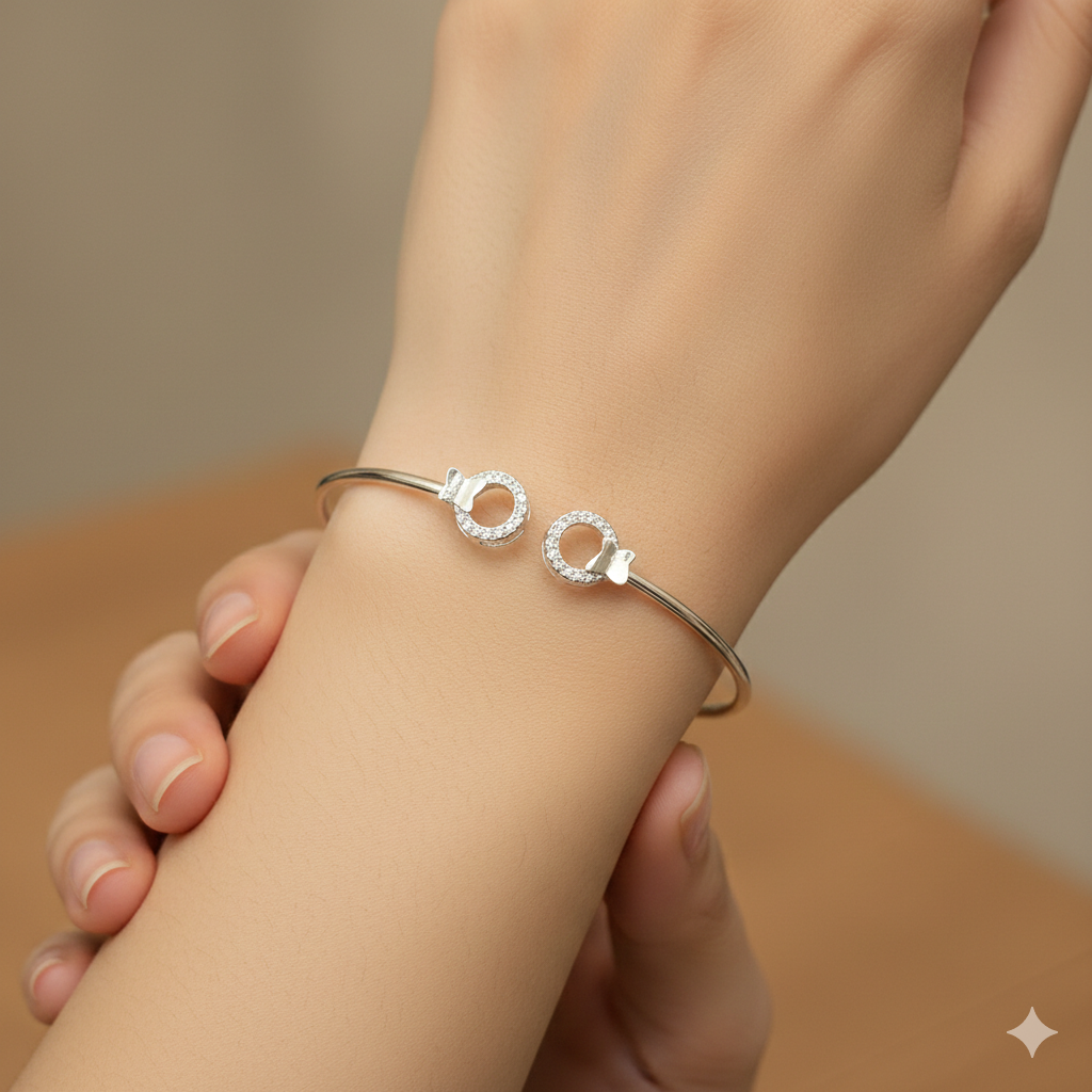 Silver ladies Kada Flexi Circle