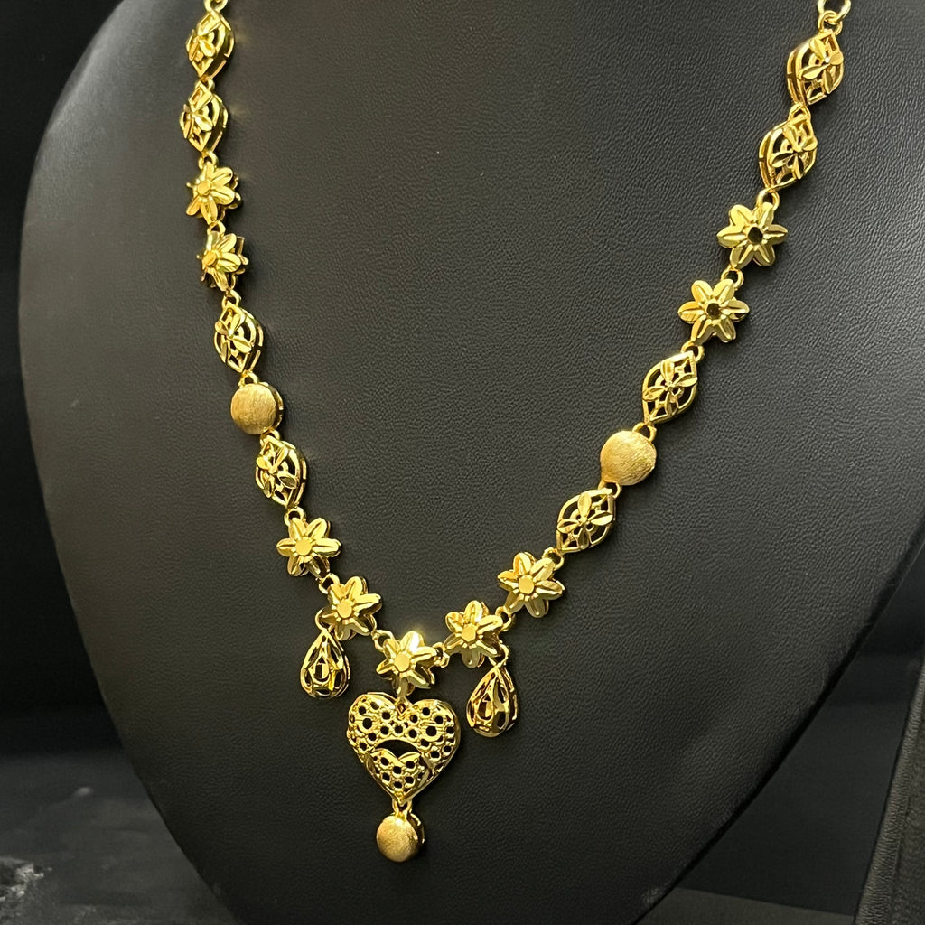 Silver Necklace & Stud Set Gold Finished Turkey Design