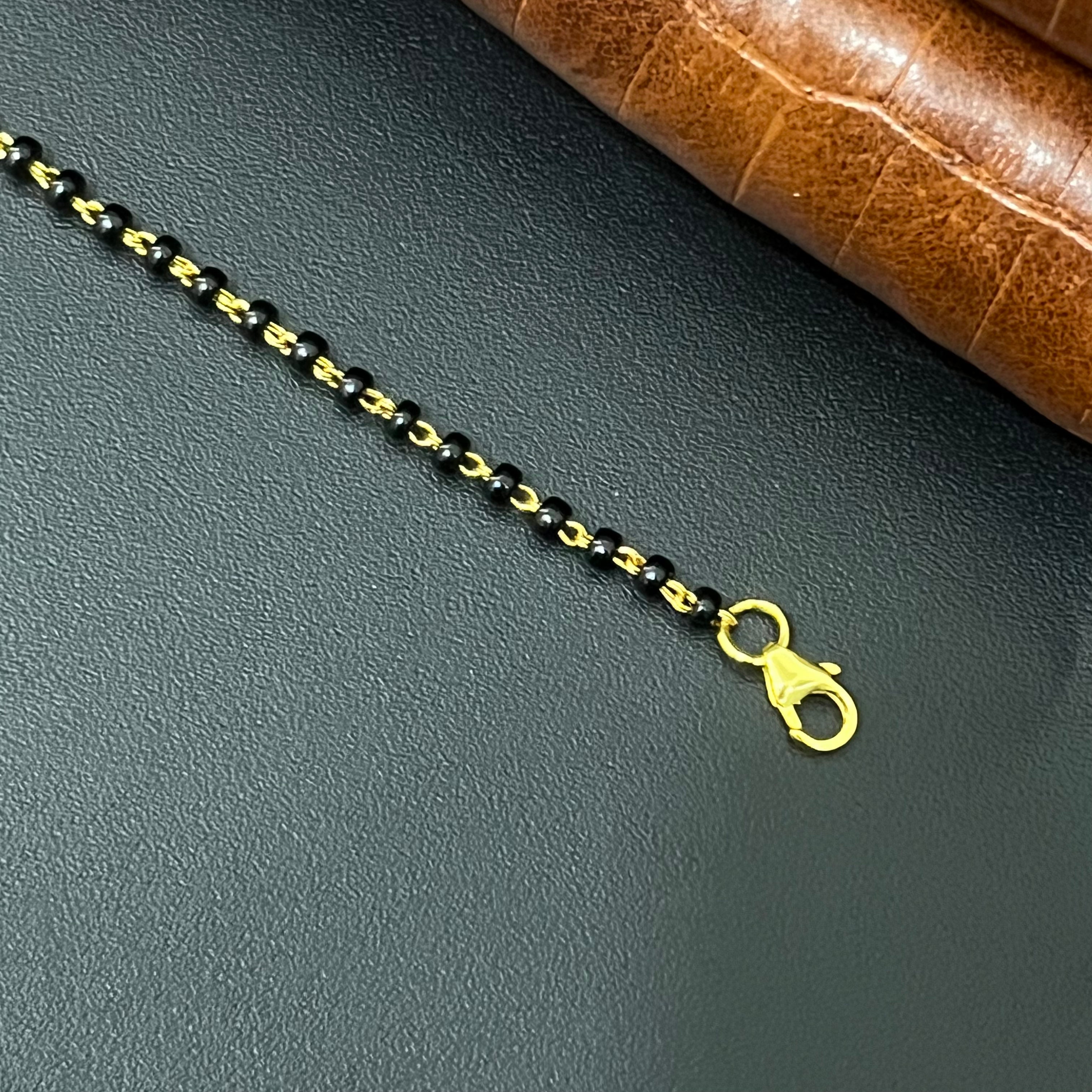 Silver Ladies Mangalsutra Black Beads Chain Gold Finished 1