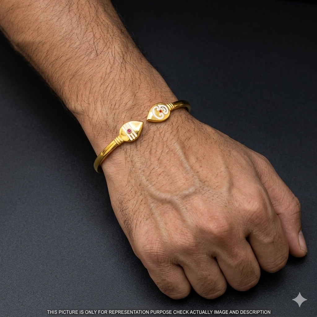 Silver Mugar Vel Kada Gold Polished Two Sides Vel (925)