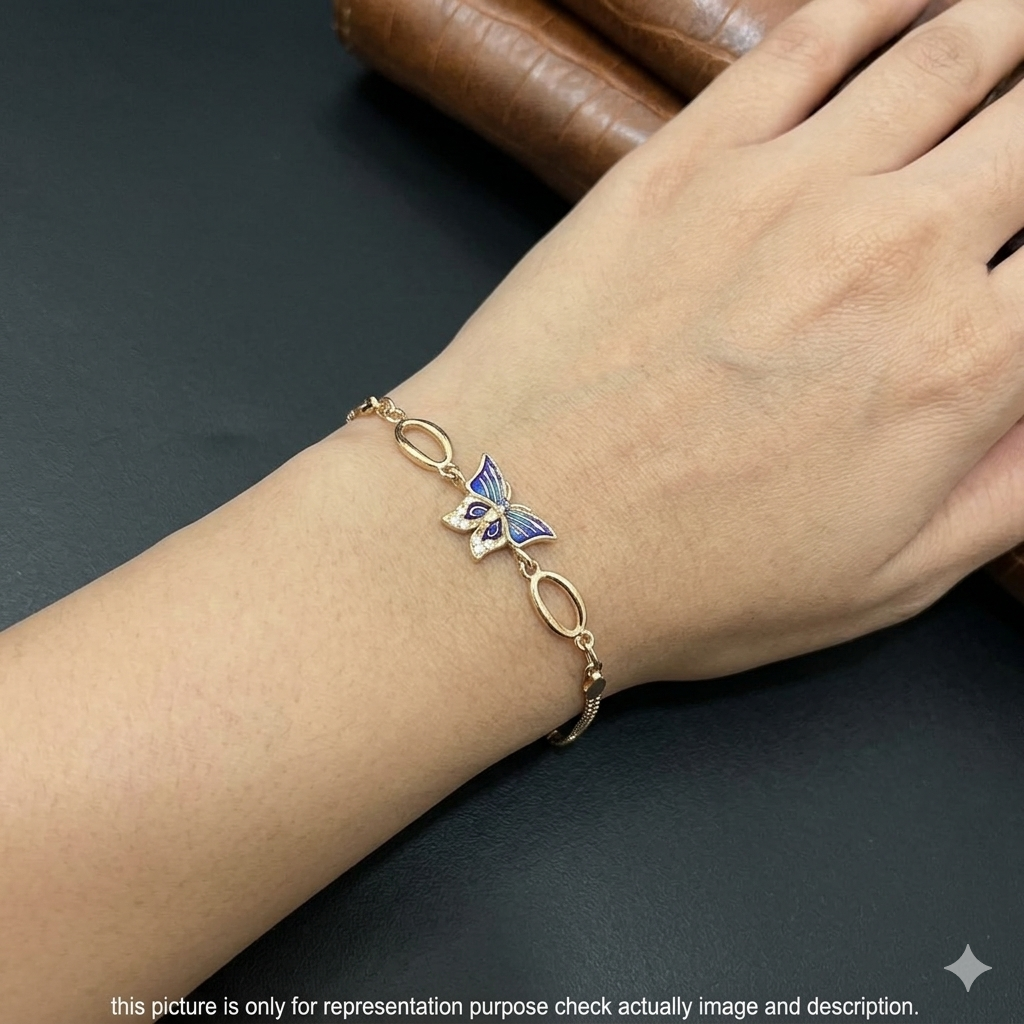Silver Ladies Bracelet Epoxy Butterfly 925 E11