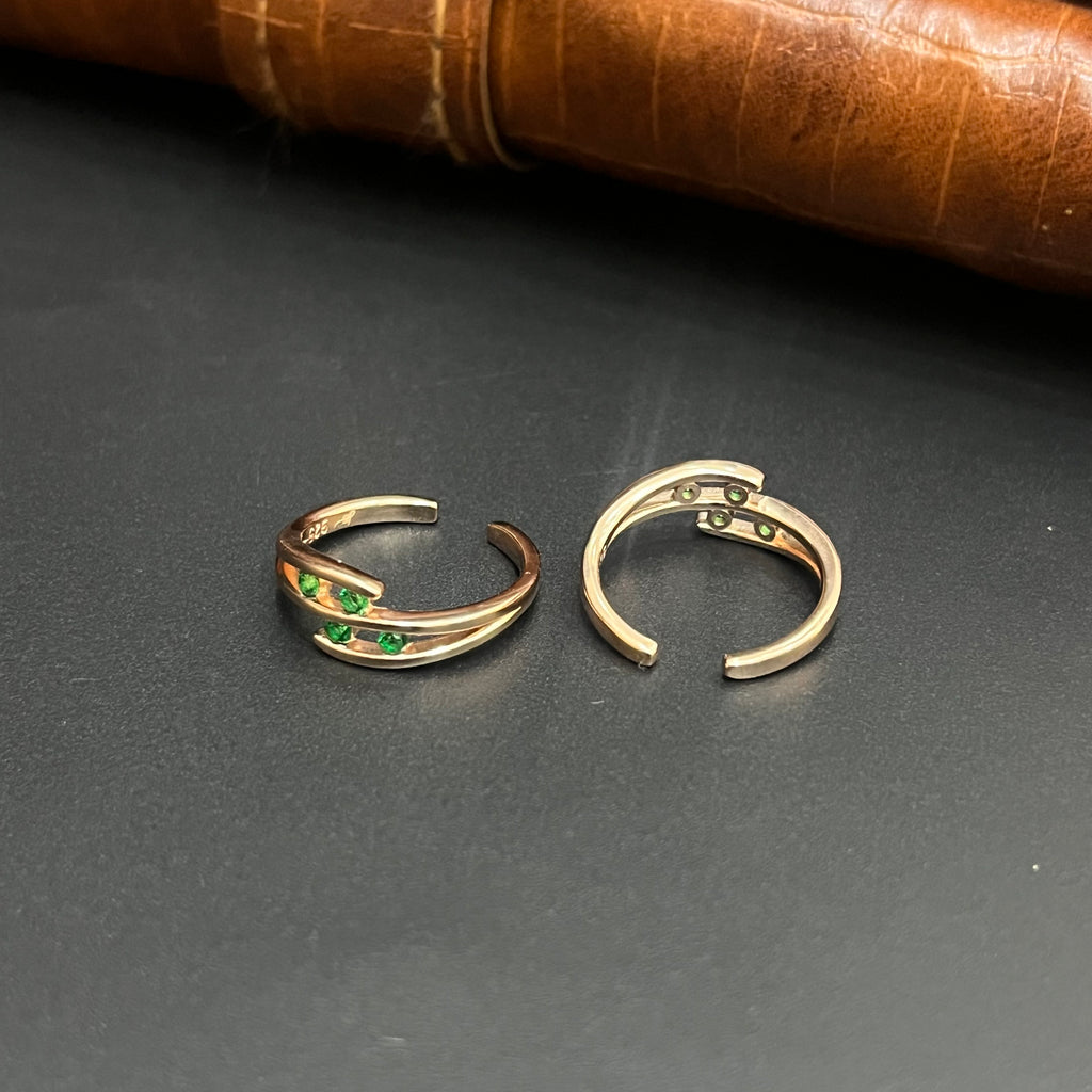 Silver Ladies Toe Ring Greenz RG 925
