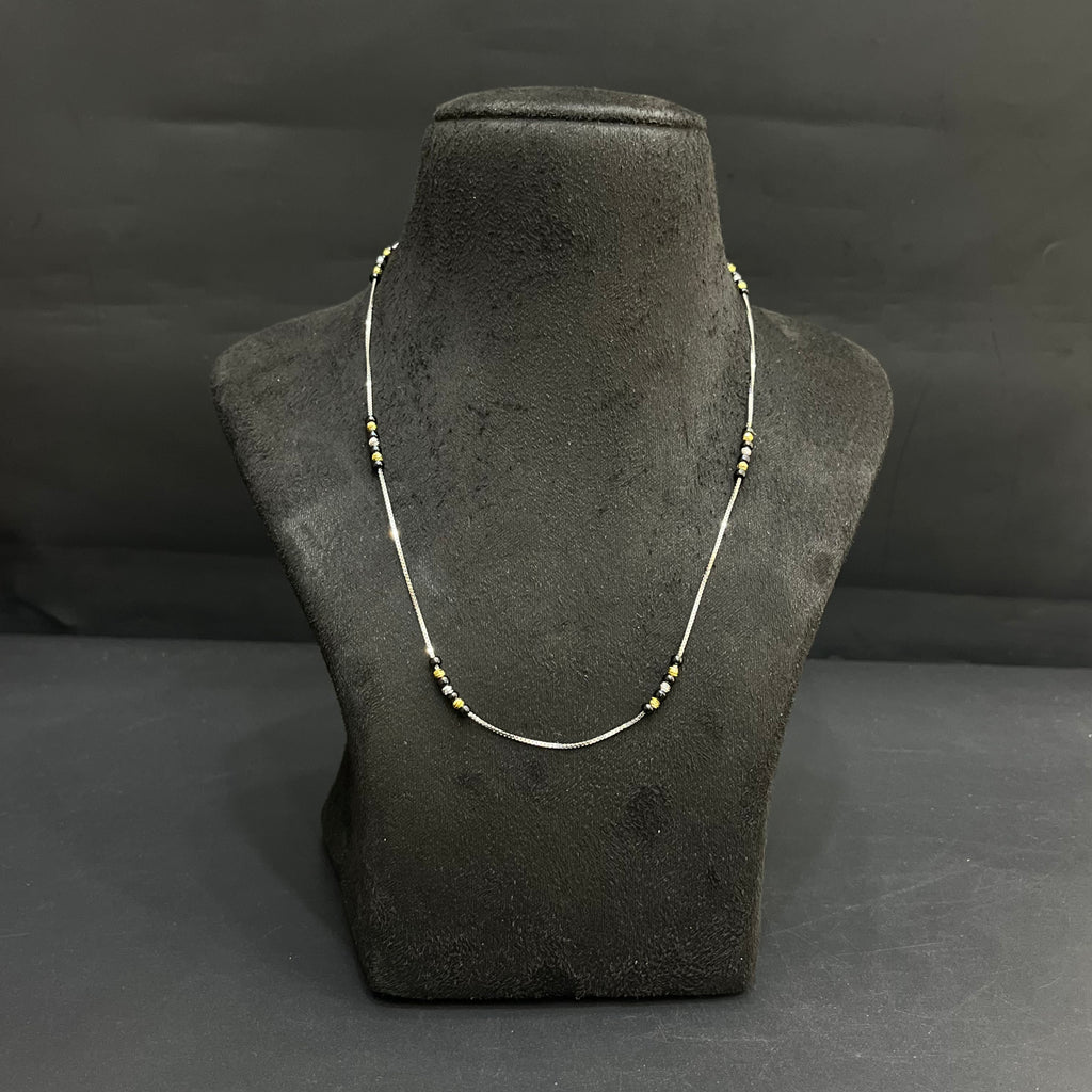 Silver Ladies Pendant Chain Black Beeds Classic Finish 925