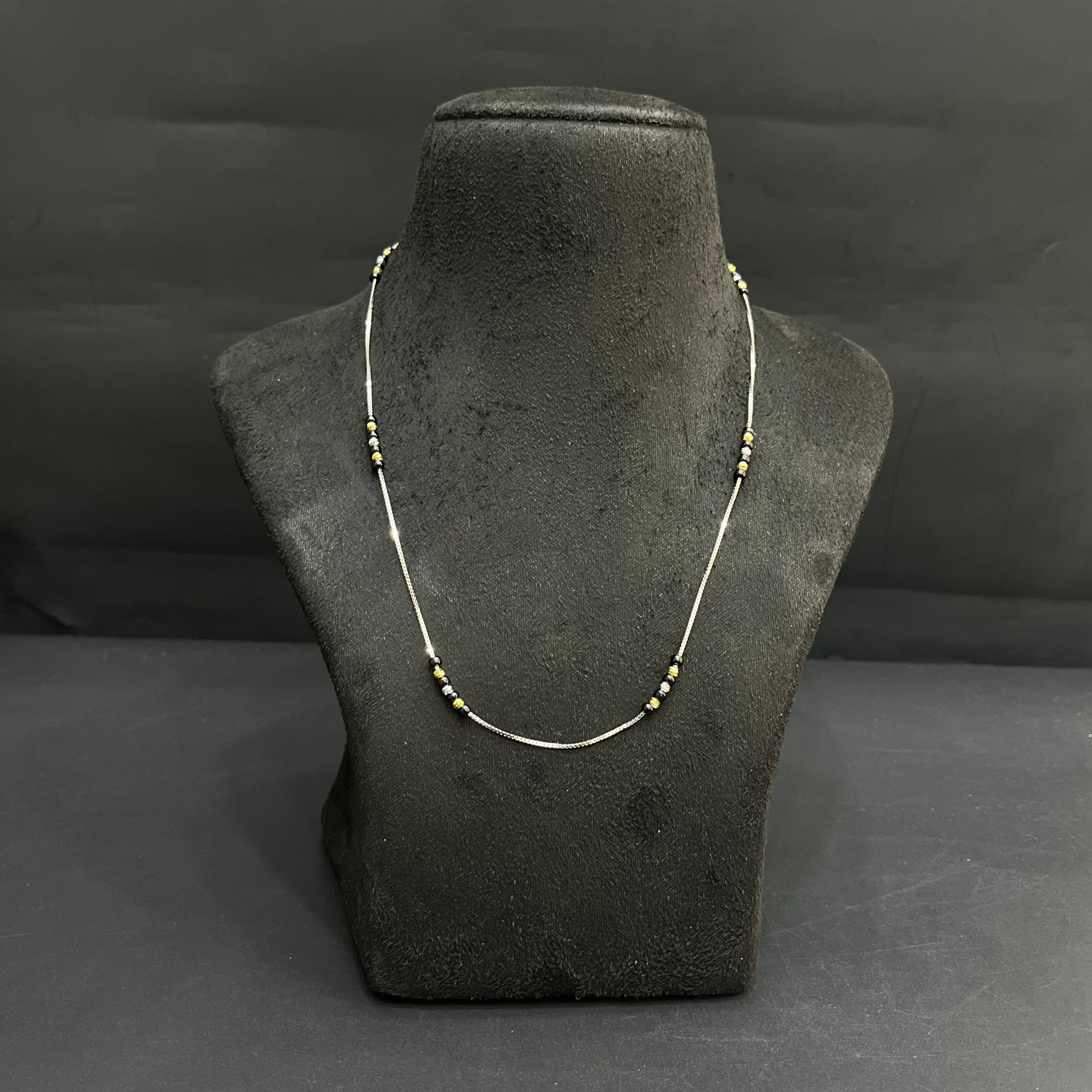 Silver Ladies Pendant Chain Black Beeds Classic Finish 925