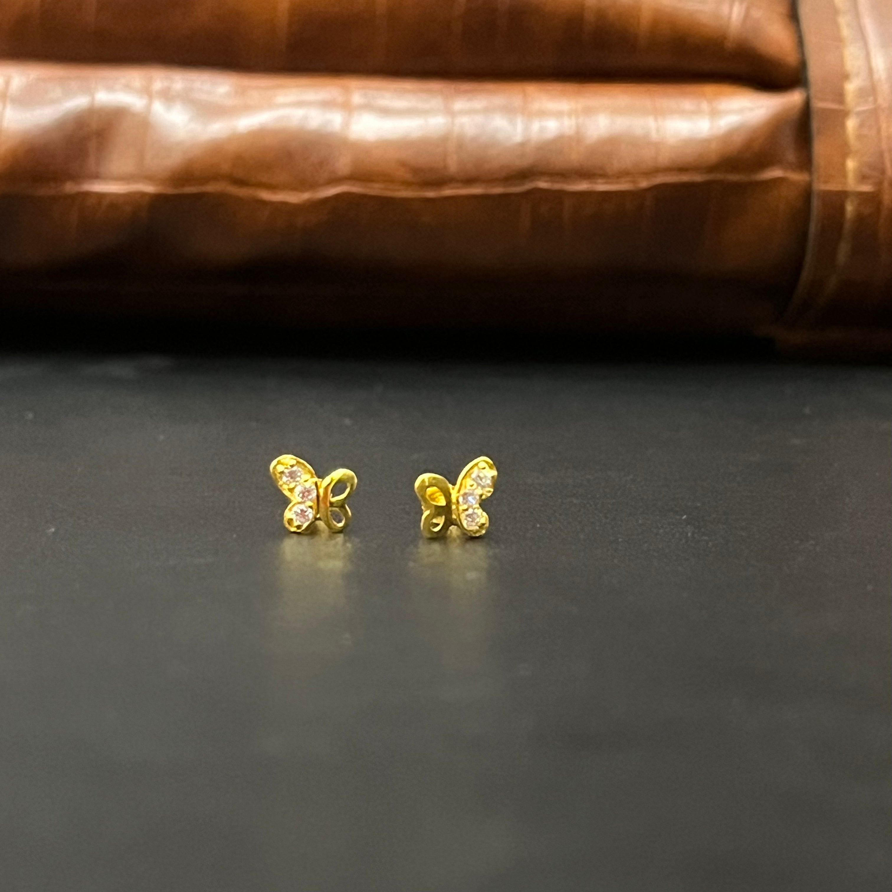 Gold Second stud Butterfly Stones