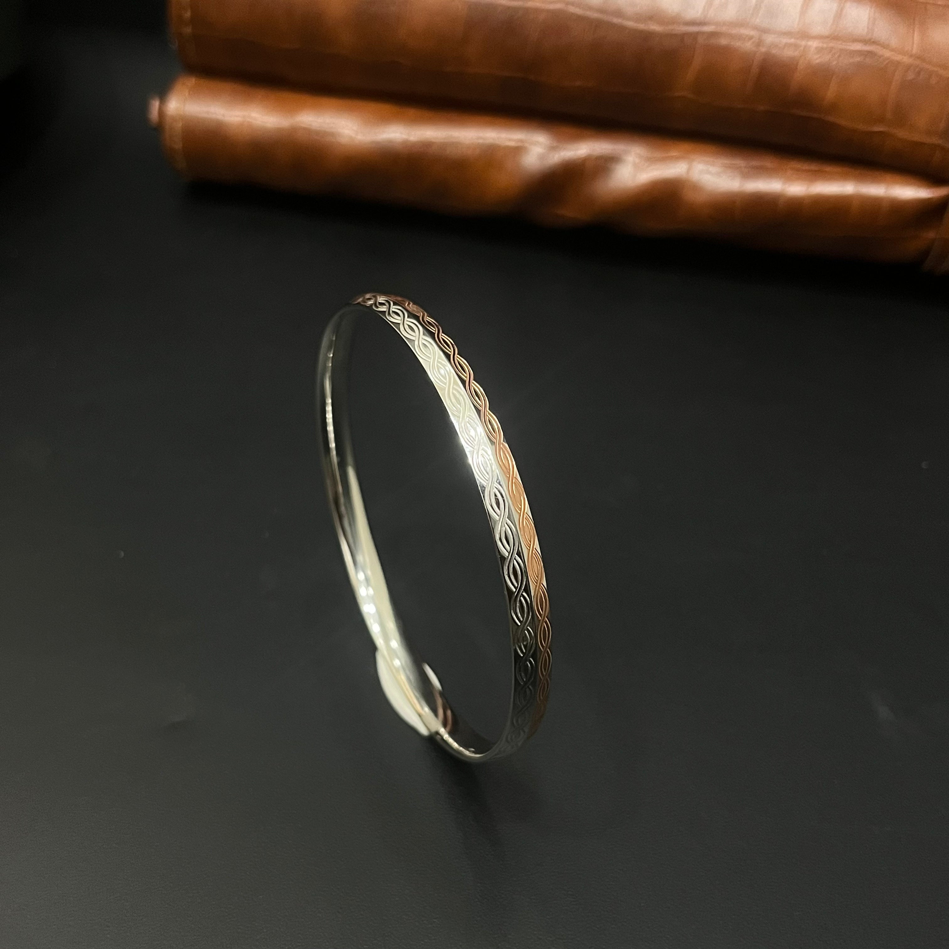 Silver Mens Kada Rosegold Finished Imported 925 R03