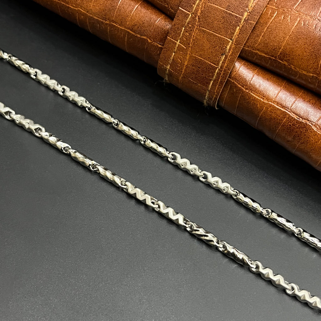 Silver Mens Chain Luxury Wave Fusion Mat Finish M01 925