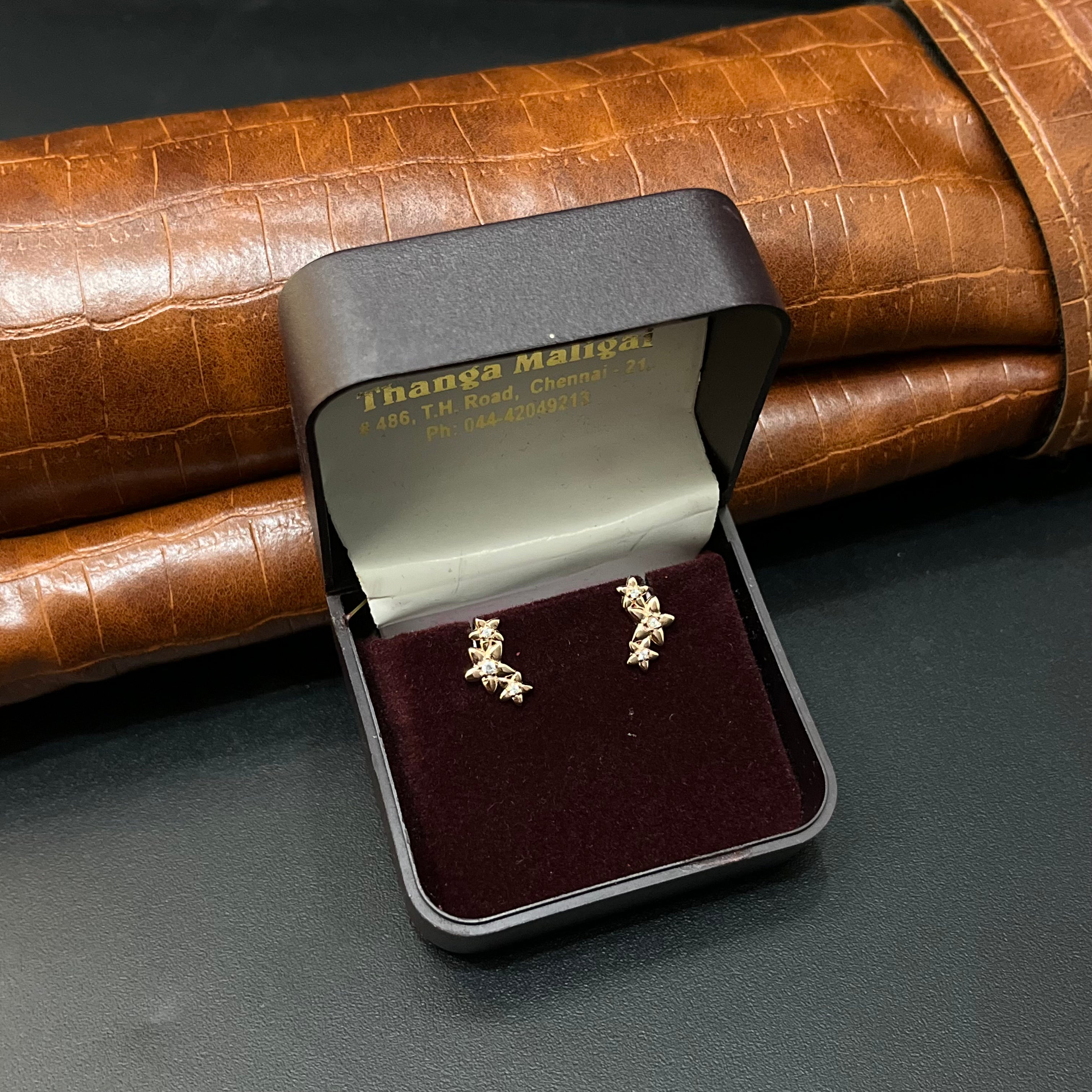 Silver Second Studs Three Star Rosegold