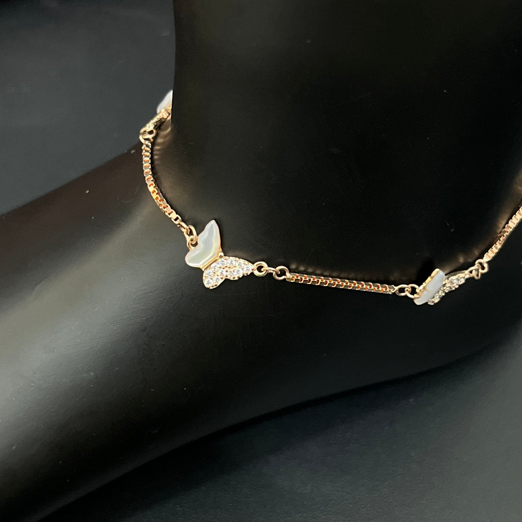 Silver Ladies Anklet Butterfly Rosegold 925
