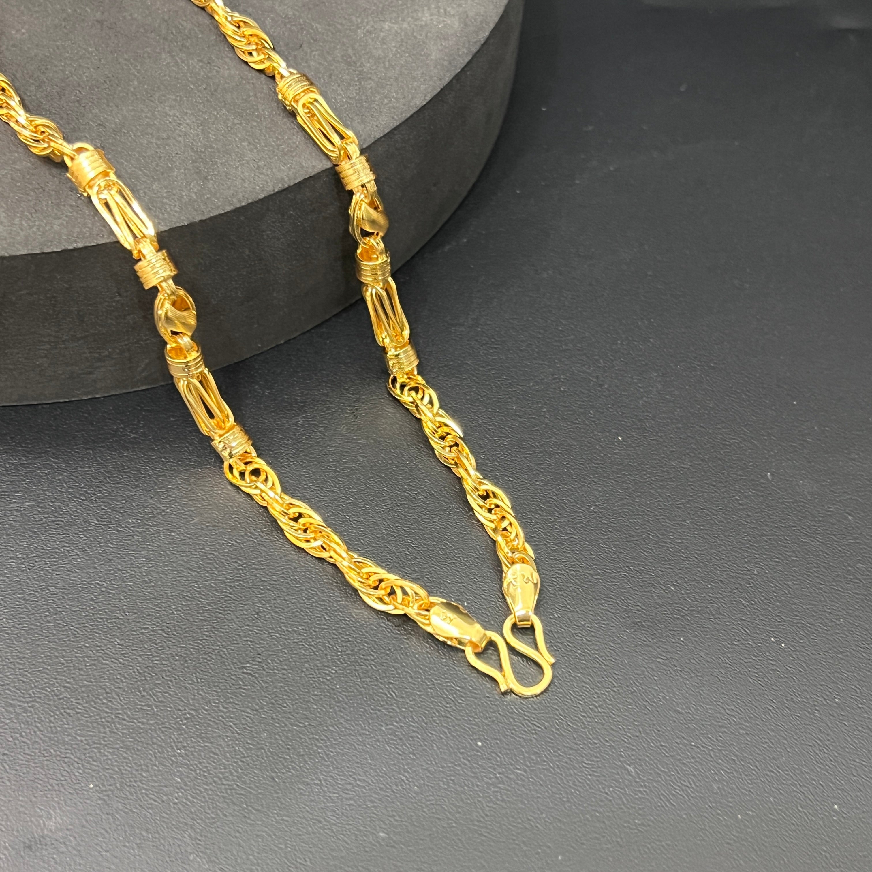 Silver Mens Chain Indo Italian Premium Edition Gold Finish 925