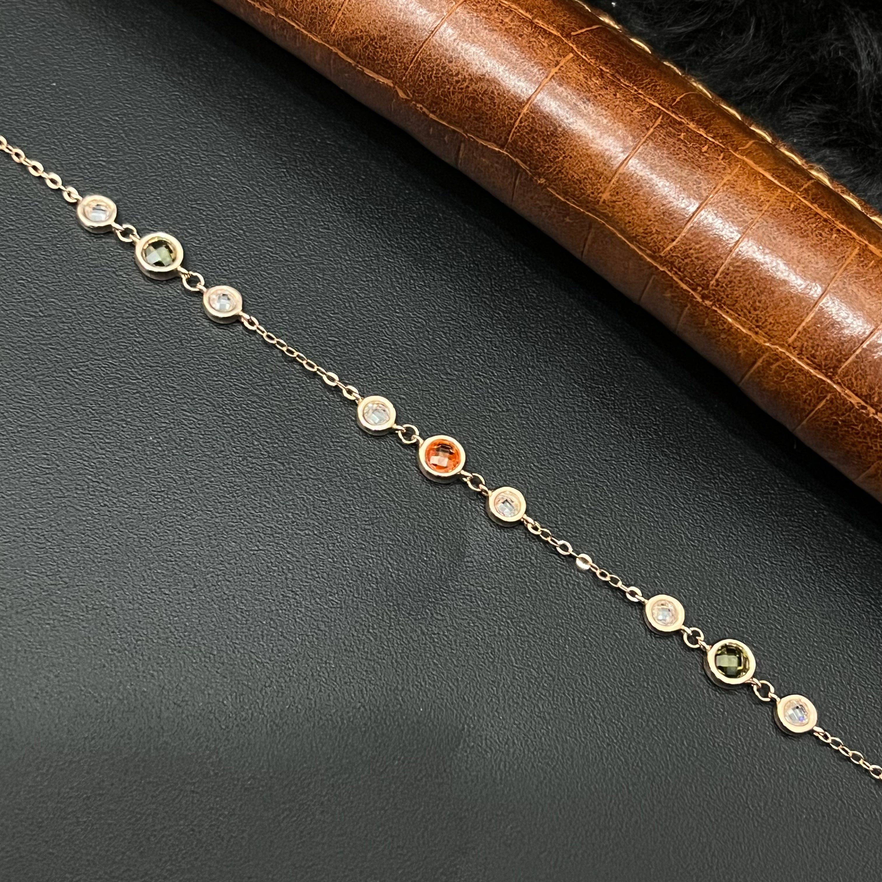 Silver Ladies Bracelet Multi Colour Rosegold