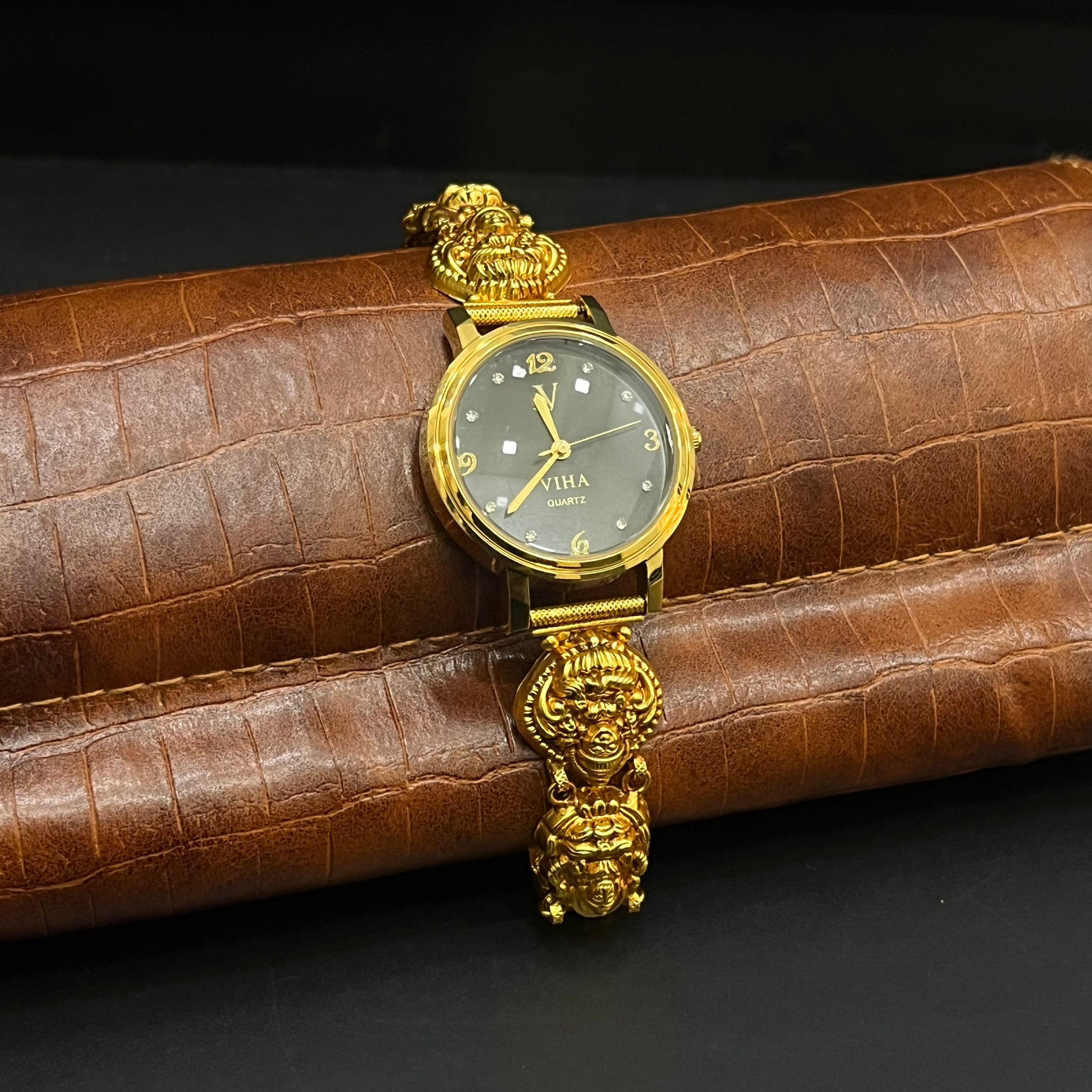 Silver Ladies Watch Antique Lakshmi Heritage Coin Gold Finish 925