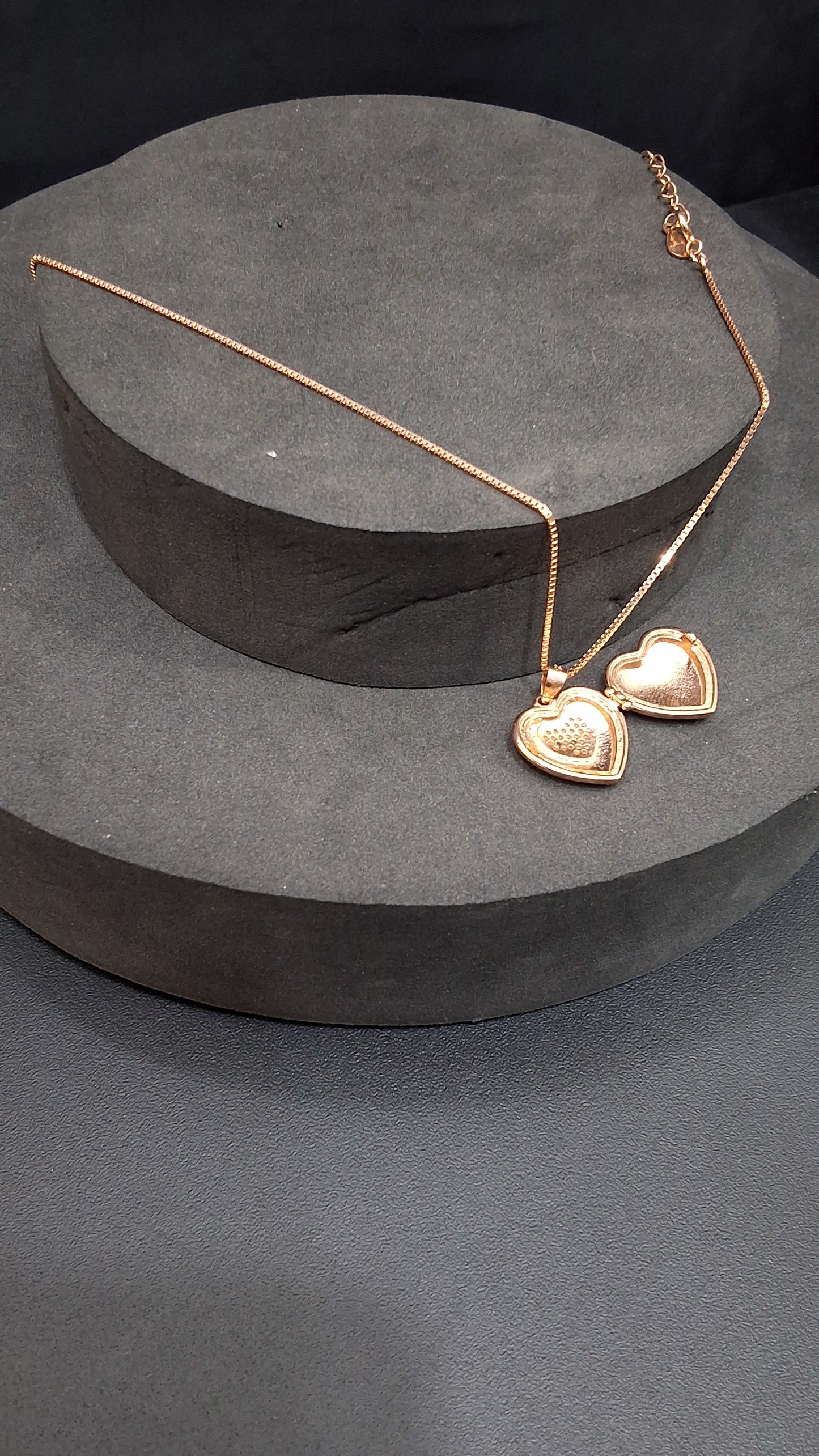 Silver Ladies Pendant Chain Heart Rosegold