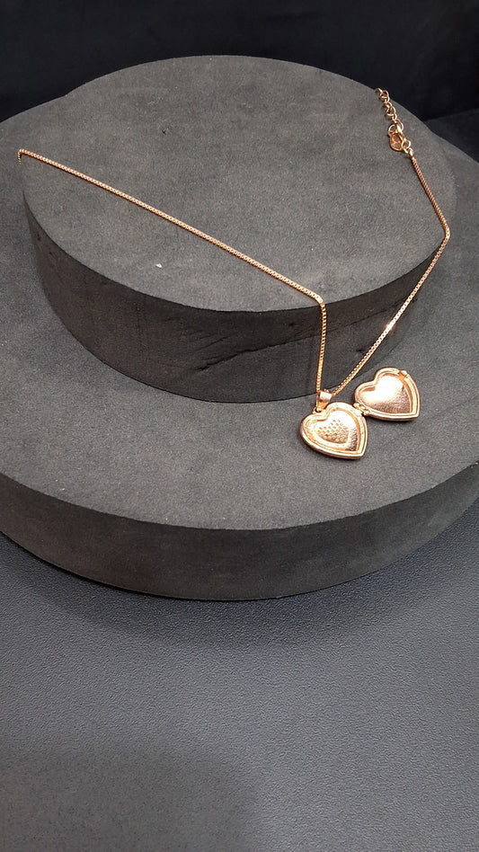 Silver Ladies Pendant Chain Heart Rosegold