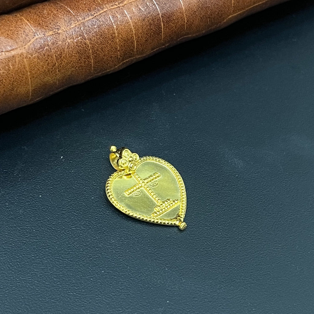 Silver Christian Cross Thali Gold Finished