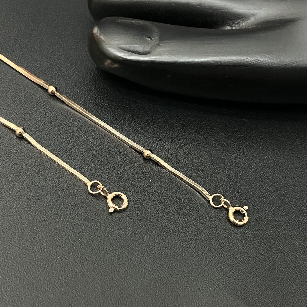 Silver Ladies Anklet 3 Ball Flat 925
