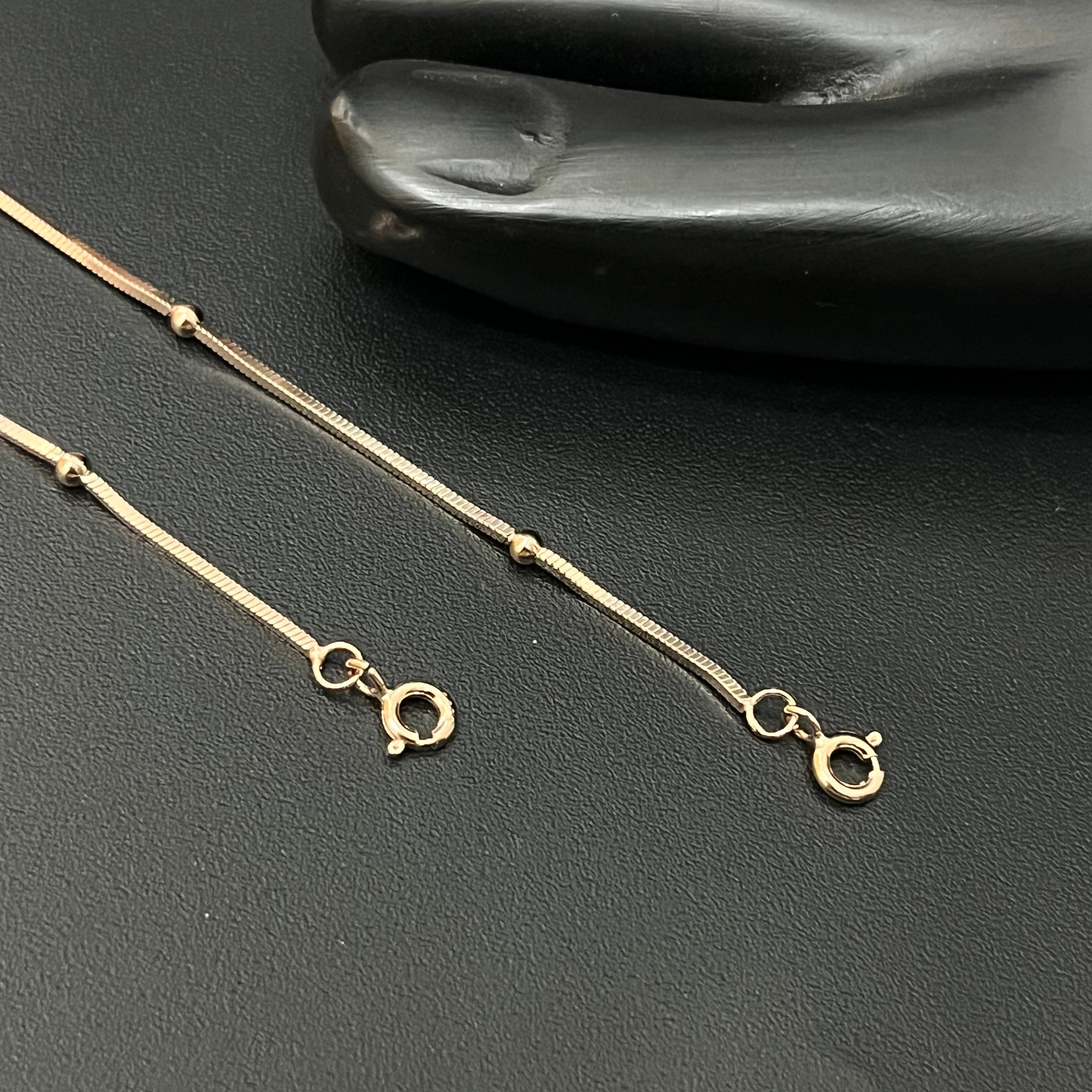 Silver Ladies Anklet 3 Ball Flat 925
