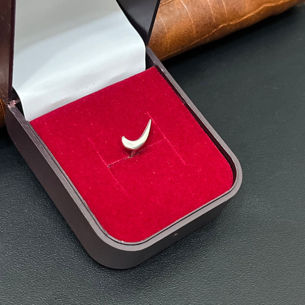 Silver Mens Single Ear Tick Symbol Stud 925