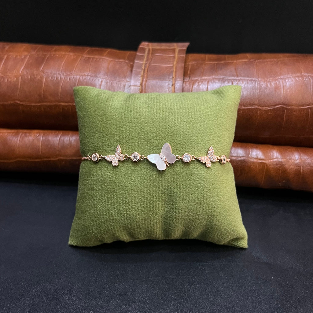 Silver Ladies Bracelet Floral Butterfly Rose Gold 925