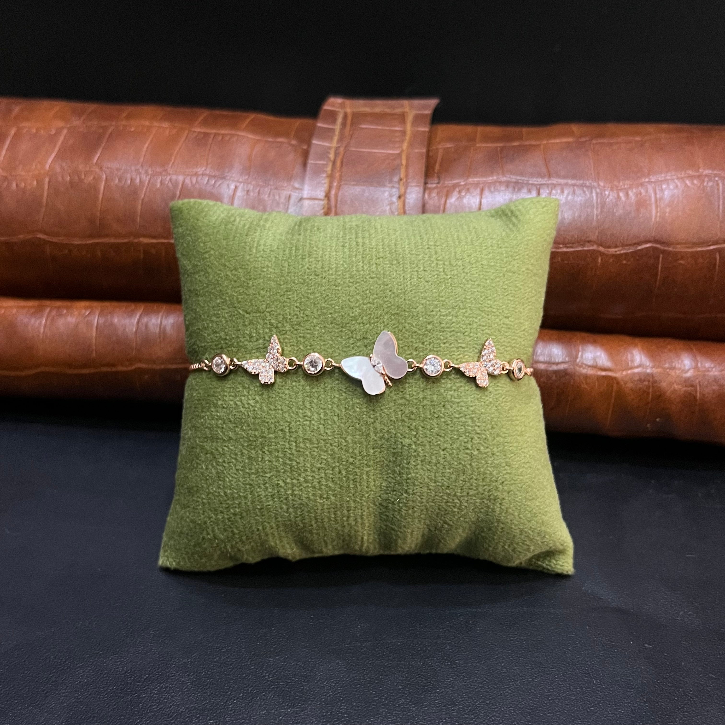 Silver Ladies Bracelet Floral Butterfly Rose Gold 925