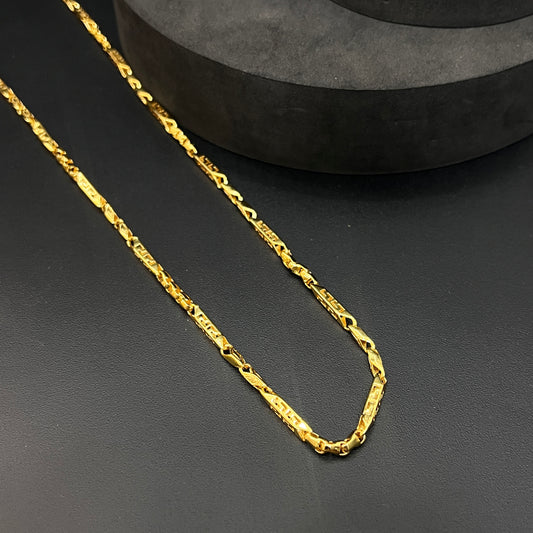 Mens Chain Gold Finished Italian Checkers Cut 03