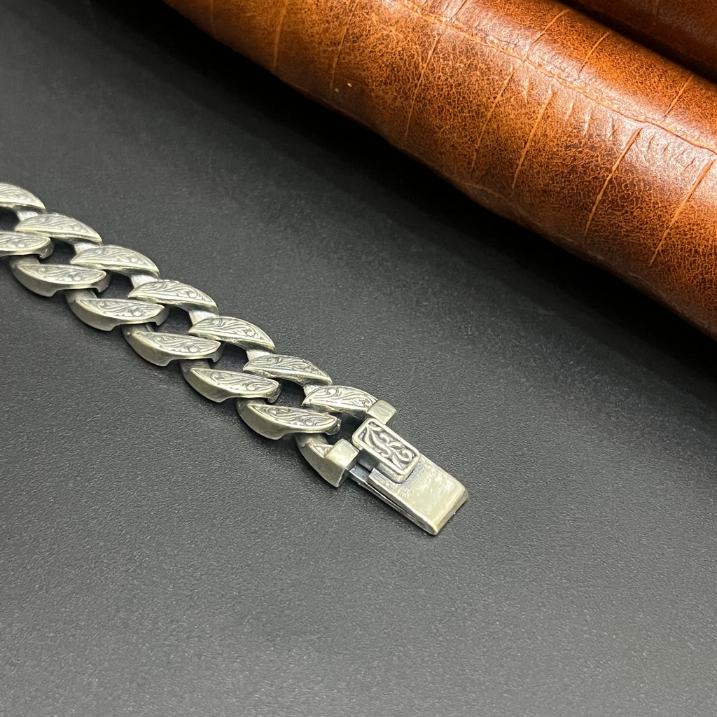 Silver Mens Bracelet Lion Emperor Premium Royal Look Cuban 925
