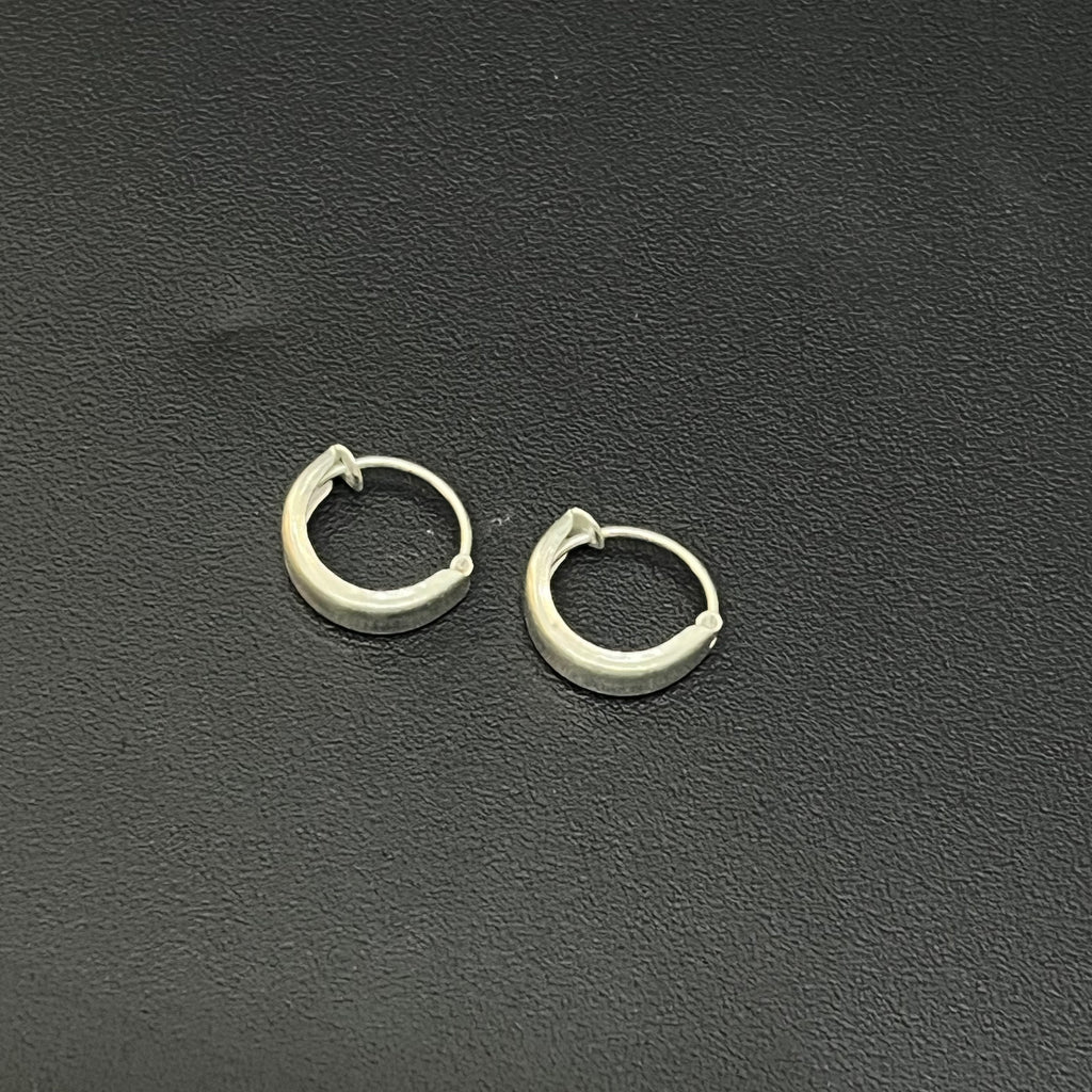 Silver Mens Earrings Bali 13mm