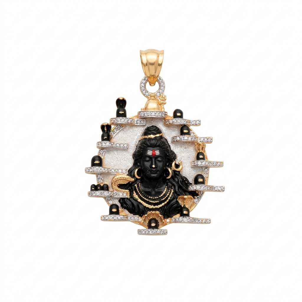 Silver Pendant Lord Shiva Twelve Linga Rose Gold 925