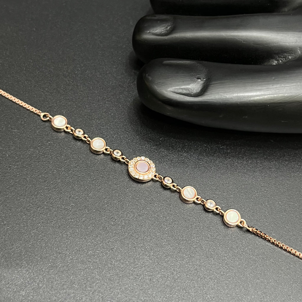 Silver Ladies Anklet Royal Halo Circle Crystal Rose Gold 925