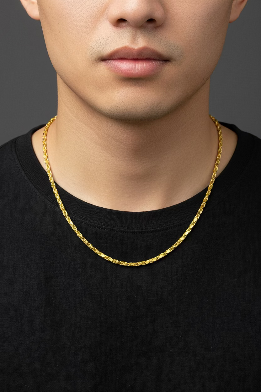 Silver Mens Chain Kathli Gold Finished