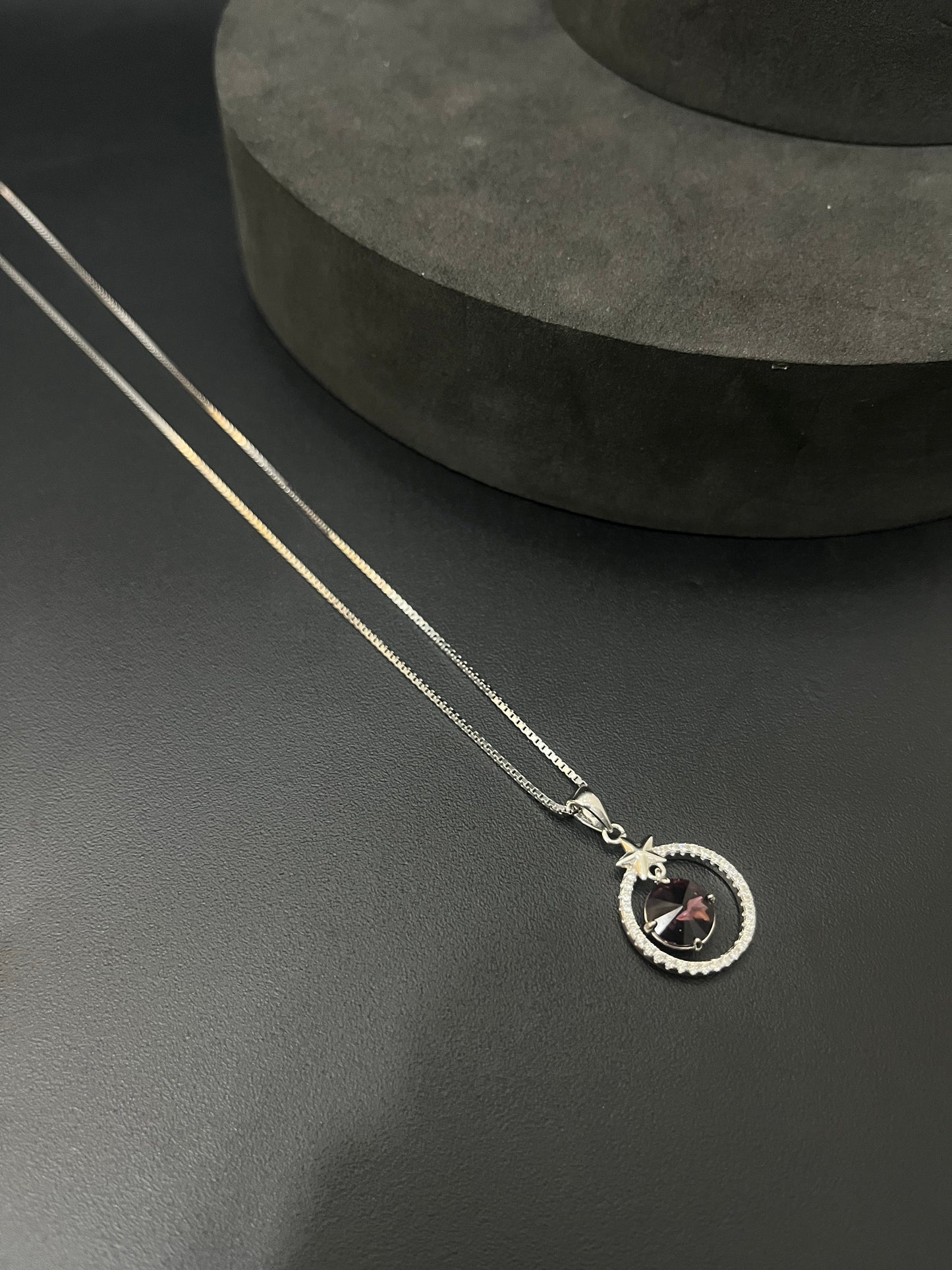 Ladies Silver Chain Purple Circle