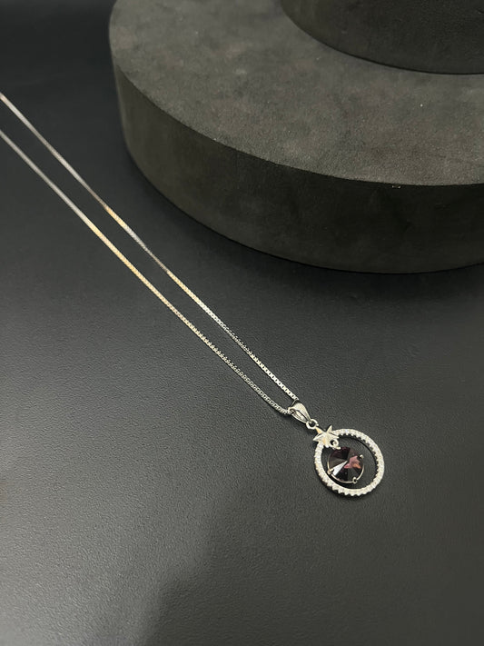 Ladies Silver Chain Purple Circle