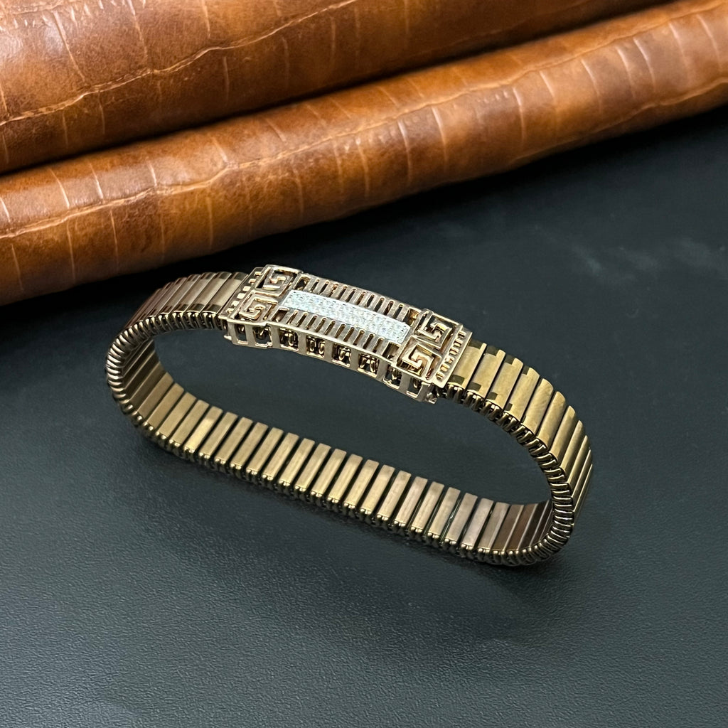 Silver Mens Flexible Bracelet Golden Band 925