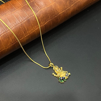 Silver Ganesha Pendant Gold Finished