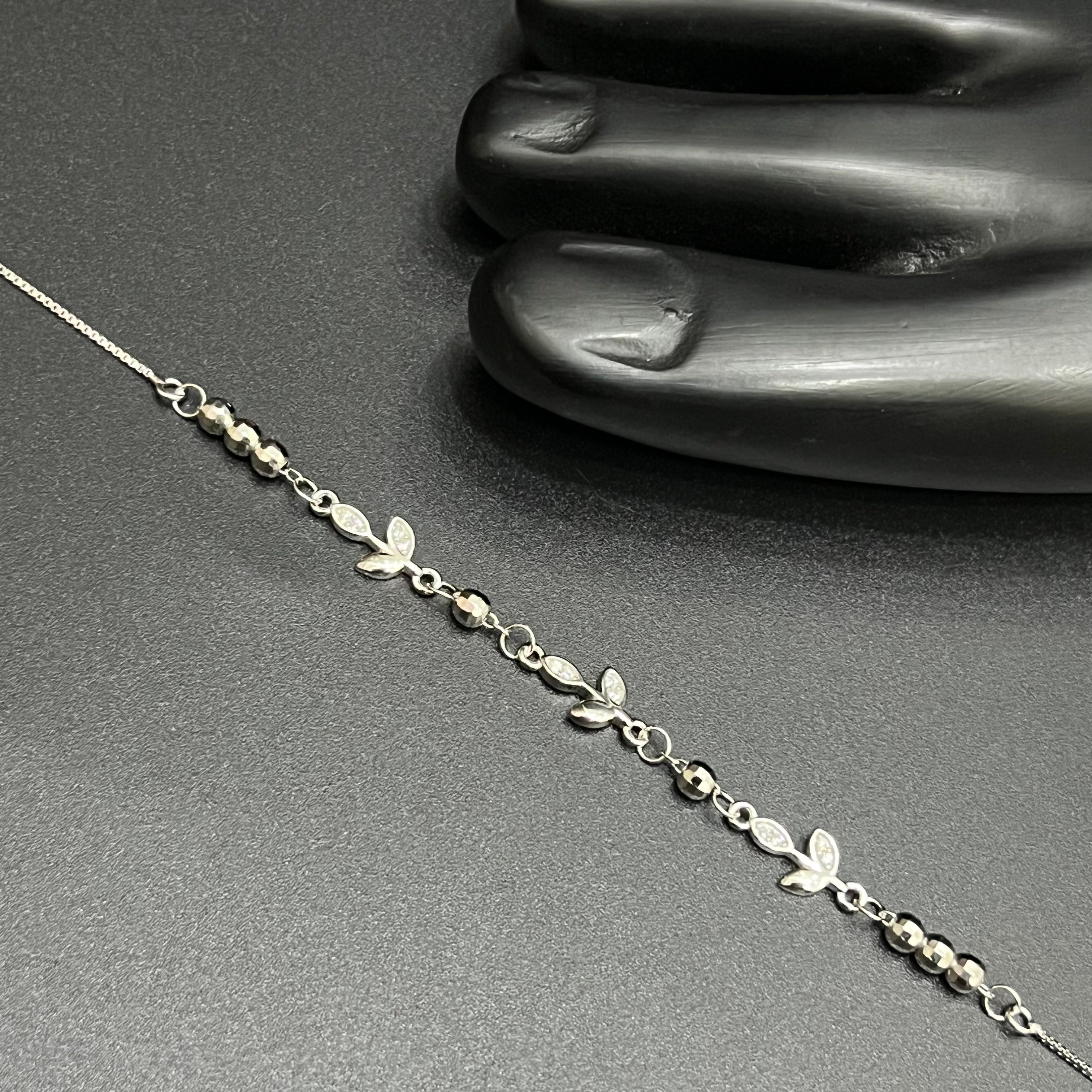 Silver Ladies Anklet Blooming Vine Grace Beeds 925