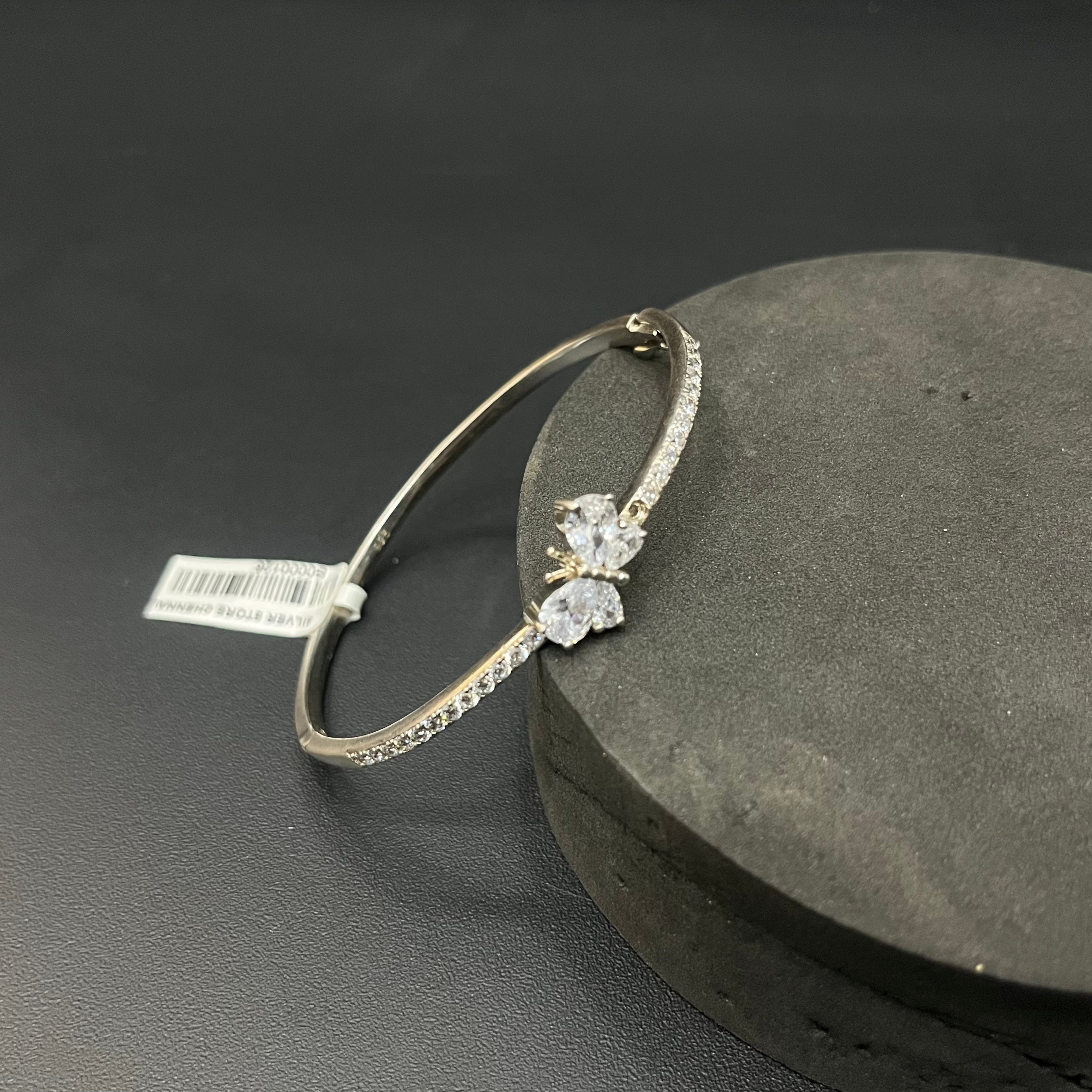 Silver ladies Kada CZ zicron Butterfly