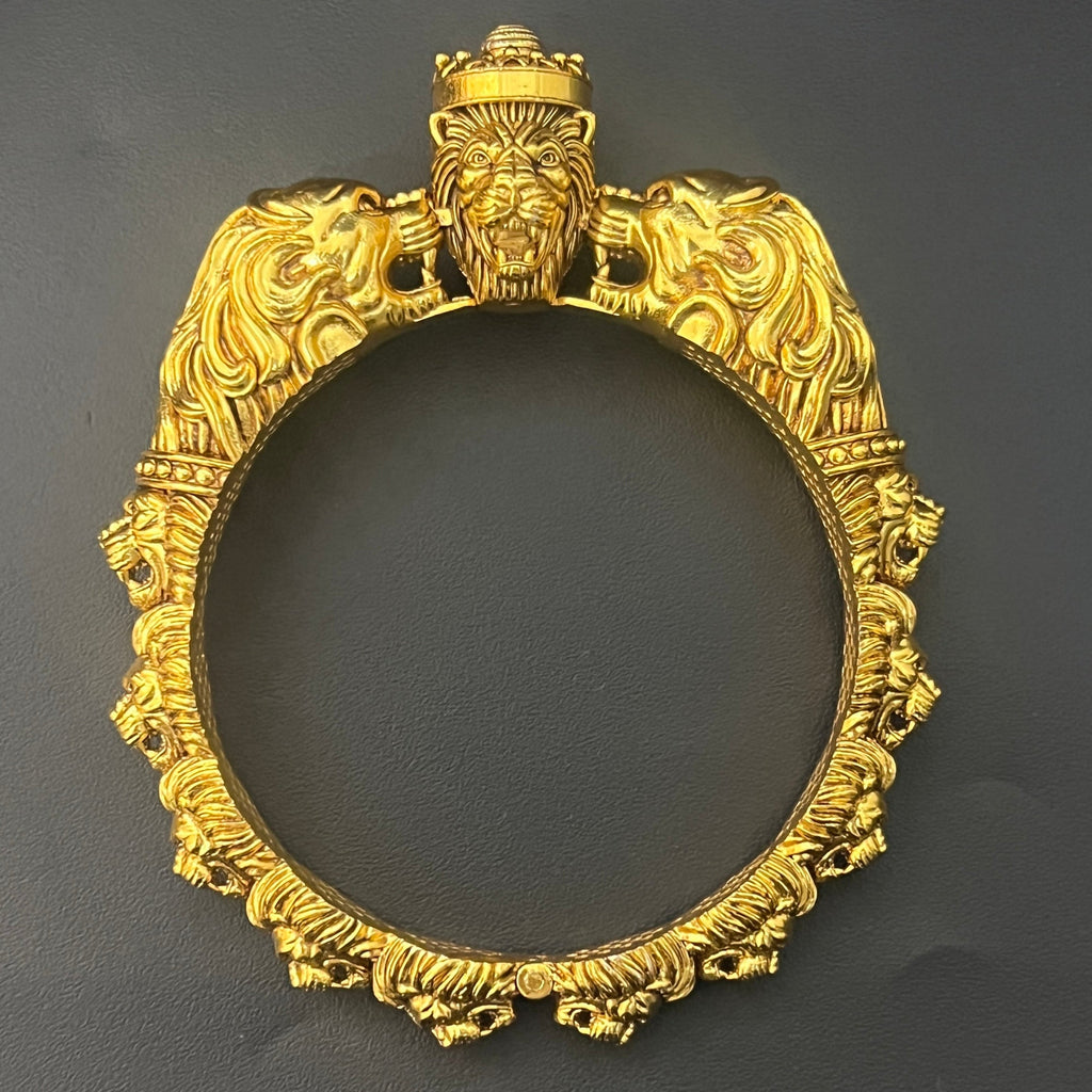 Silver Royal Lion Kada Gold Finished