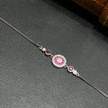 Silver Ladies Bracelet Royal Pink Stone Link 925