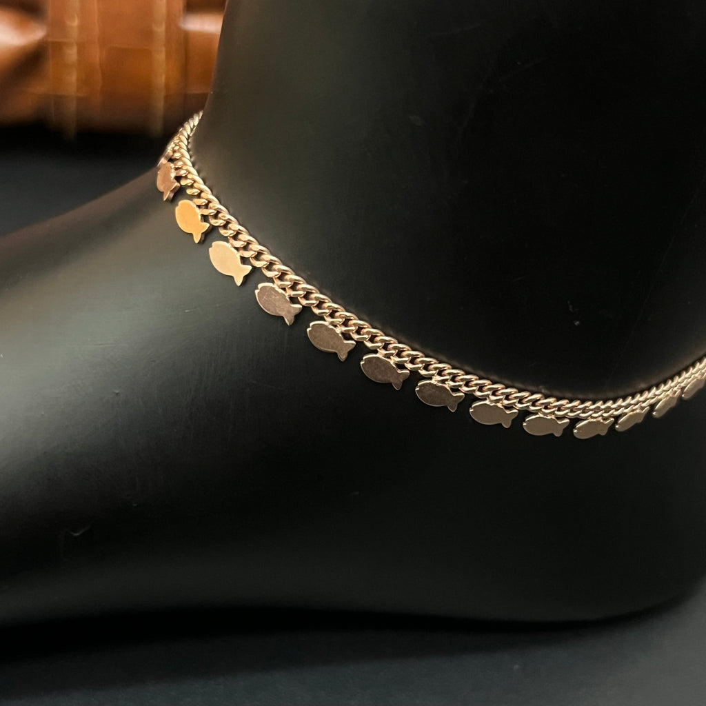 Silver Ladies Anklet Fish Drops RG