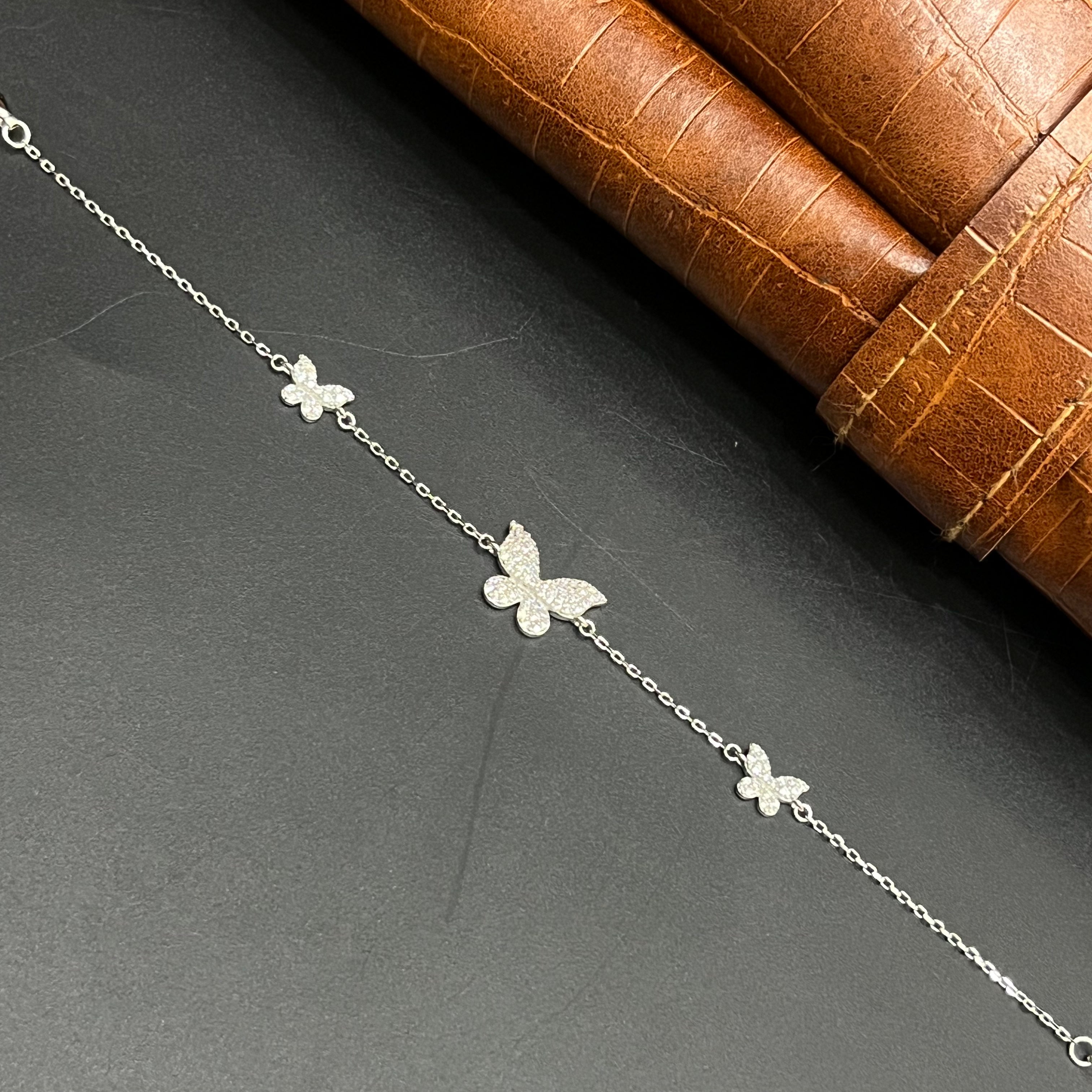 Silver Ladies Bracelet Cute Butterfly Charms 925